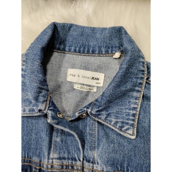 Rag & Bone 100% Cotton Long Sleeve Nico Denim Y2K Jacket Worn Indigo Size XS - Picture 5 of 10